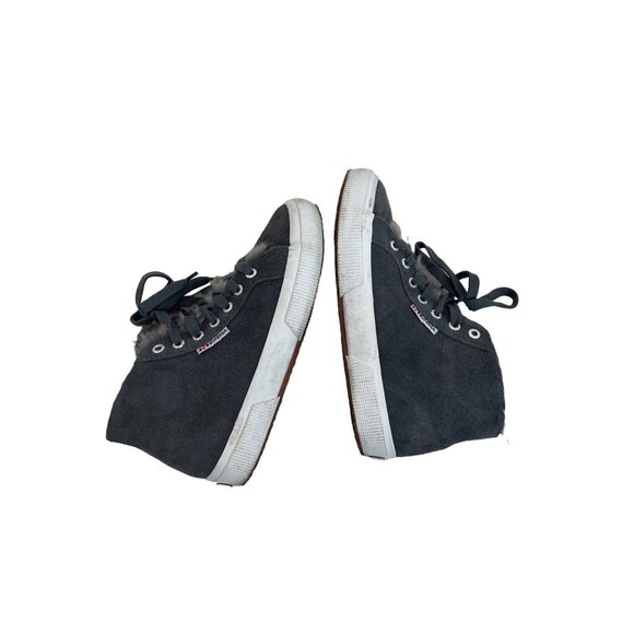Superga Grey Shearling Lined High Top Sneakers - Picture 7 of 8